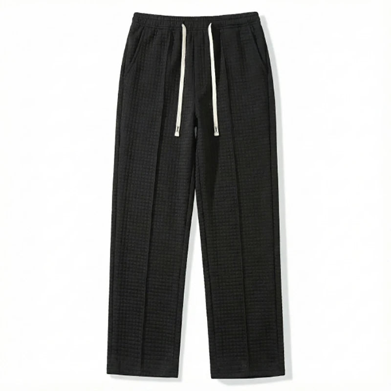 Men Knit Wide Leg Pants Elastic Drawstring Waist Loose Fit Straight Trousers Daily Casual Outdoor Home Vacation Sweatpants