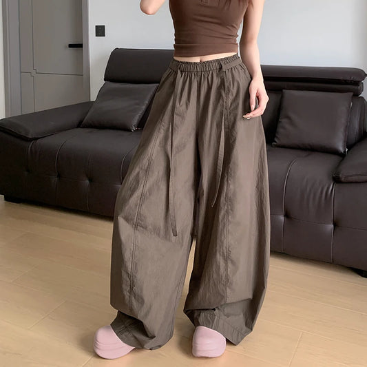 Women's Refrigerator Pants Nylon Cotton Blend Loose Lantern Wide-leg Pants Lightweight Cool Feeling Trendy Trousers Summer Pants