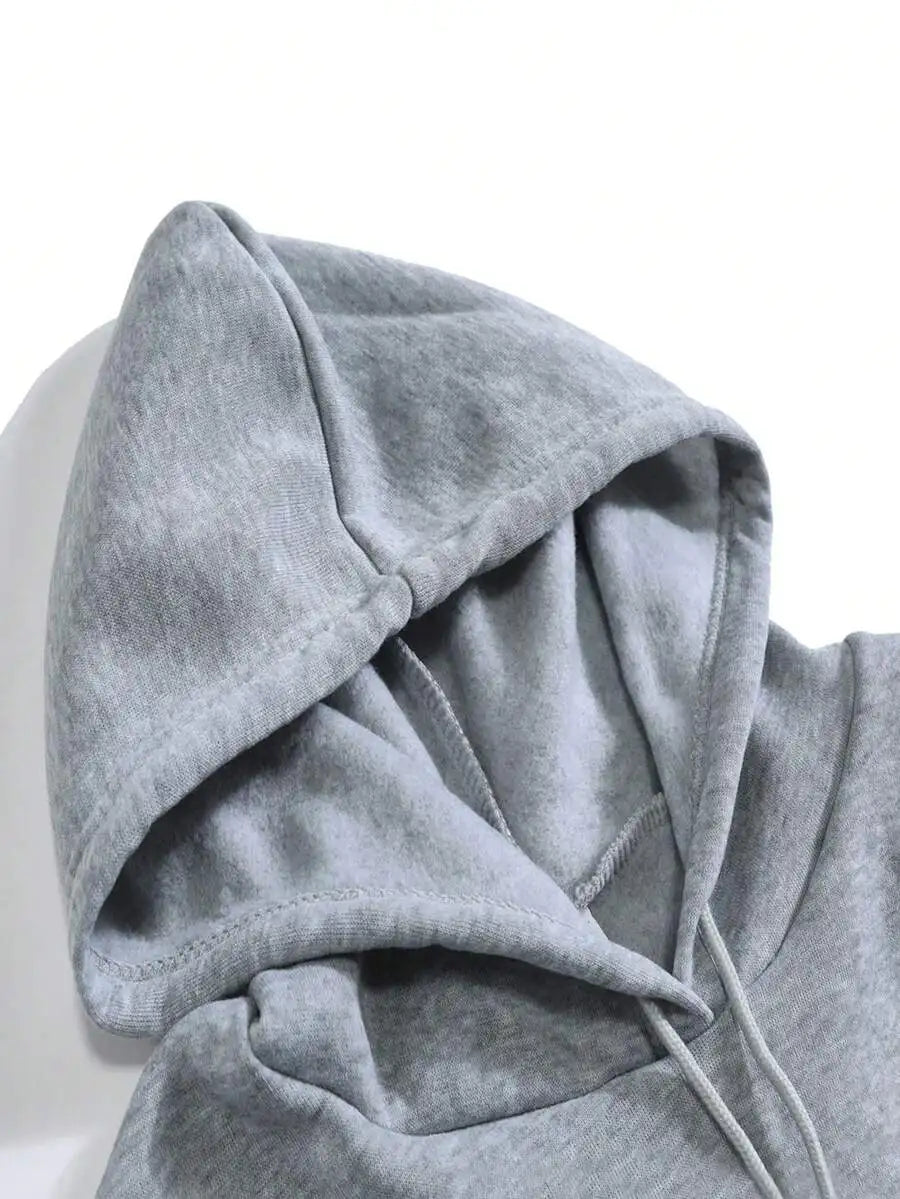 2026 Fashion New Arrival Letter Graphic Kangaroo Pocket Drawstring Hoodie Long Sleeve Casual Tops Basic Top T Shirt