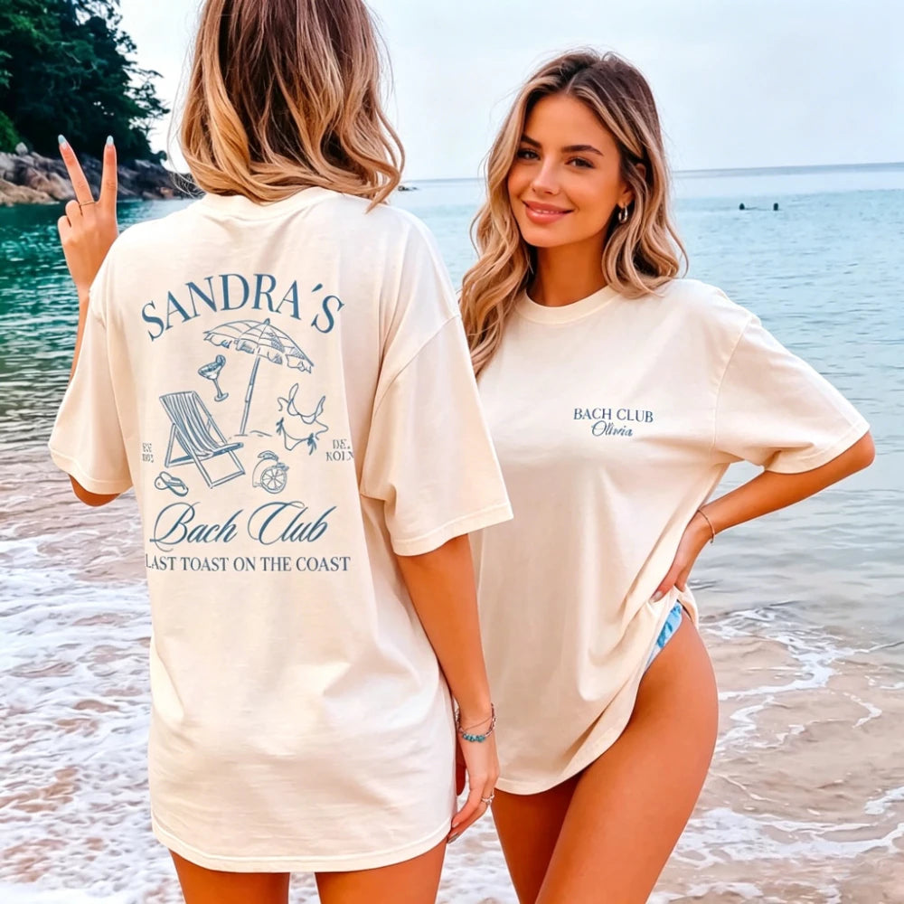 Custom Bach Club Beach Bachelorette Shirt Last Toast on The Coast Personalized Bride Party Coastal Bridal Gift Nautical Wedding