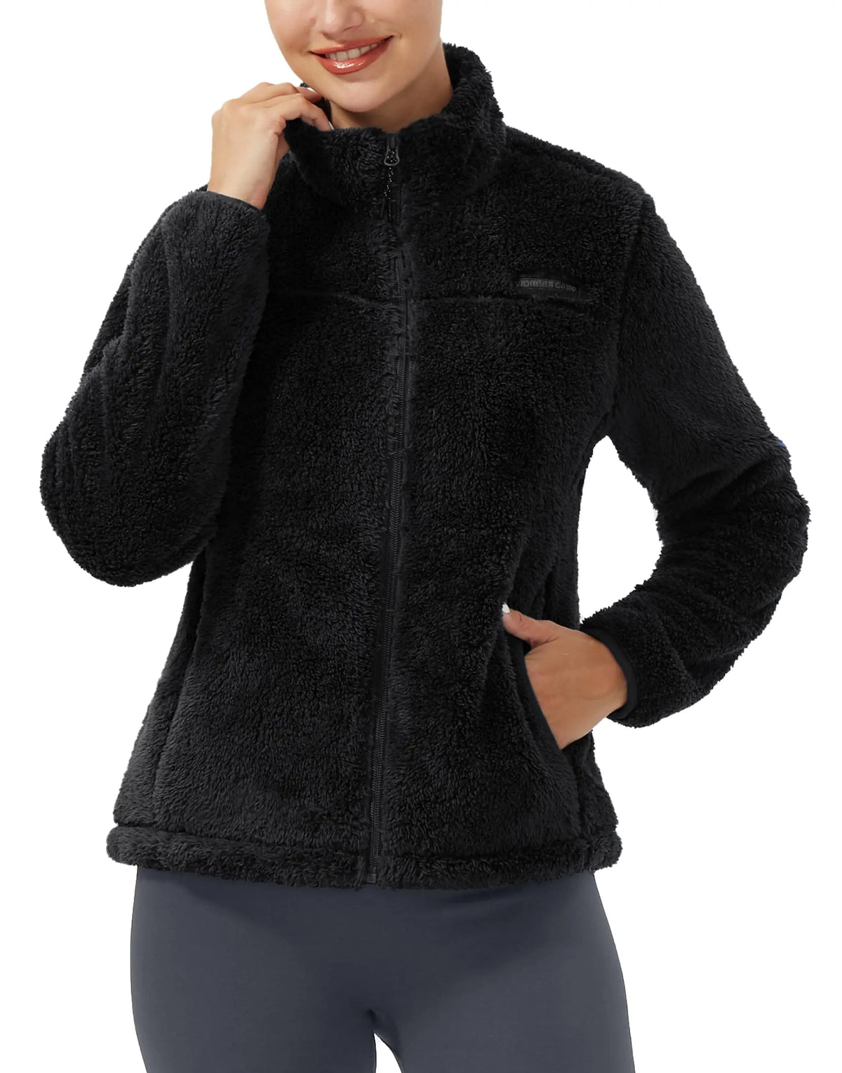 Pioneer Camp Women's Fuzzy Fleece Jacket Lightweight Full Zip Up Warm Soft Fleece Coat for Spring Fall Winter