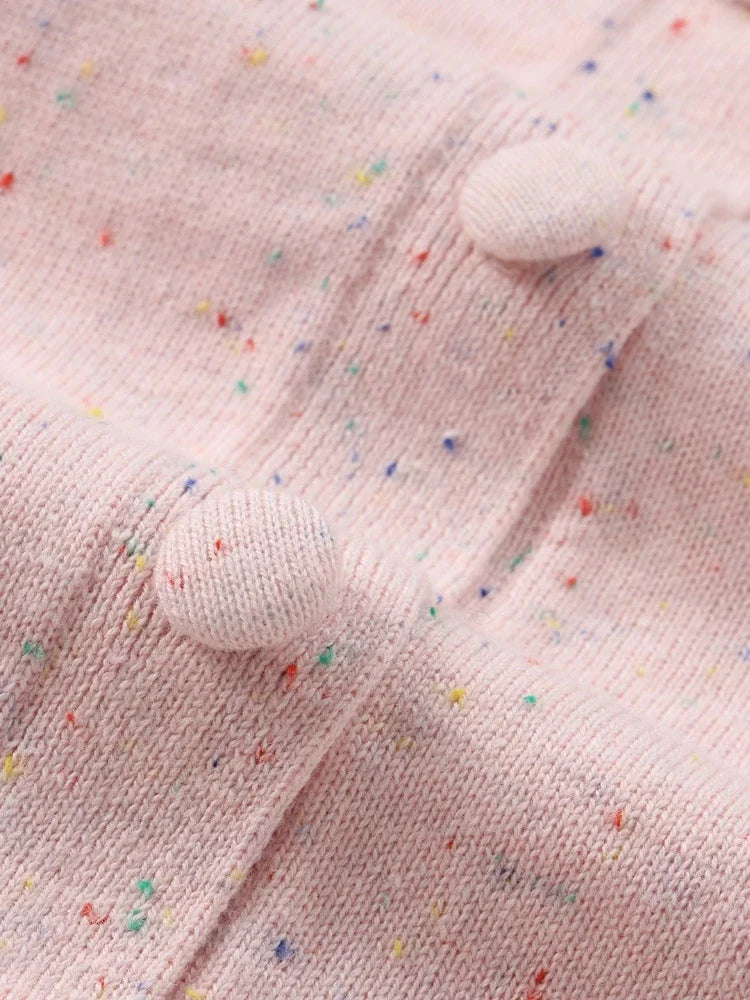 2026 Autumn Winter Long Sleeve Confetti‑Speckled Sweater Women Sweater O Neck Knit Cardigan Single‑Breasted Outerwear Top