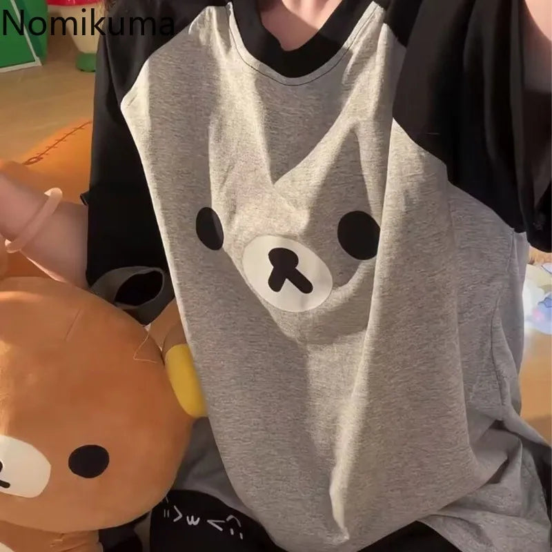 Summer T-Shirts for Women Preppy Style Cute Japanese Camisetas Oversized Tops Casual Chic Tees Cartoon Tshirt 2025 Ropa Mujer