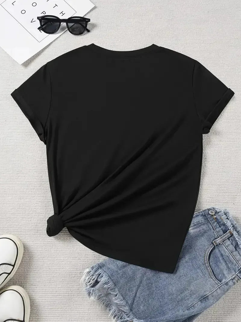 Women's Vintage Nautical Sardine Print T-Shirt, Double-Sided Graphic Casual Round Neck Short Sleeve Top for Spring Summer Fall