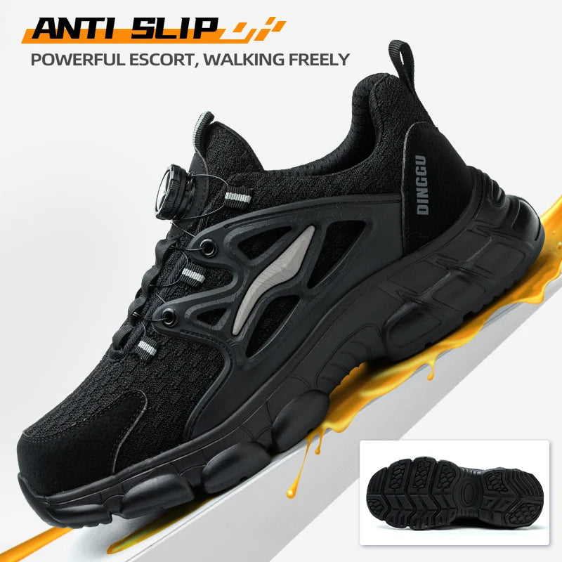 Steel Toe Safety Shoes Men Anti-puncture Work Shoes Breathable Industrial Construction Safety Boots Lightweight Breathable Safety Sneakers Mens Work Shoes Anti-slip Steel Toe Casual Safety Footwear