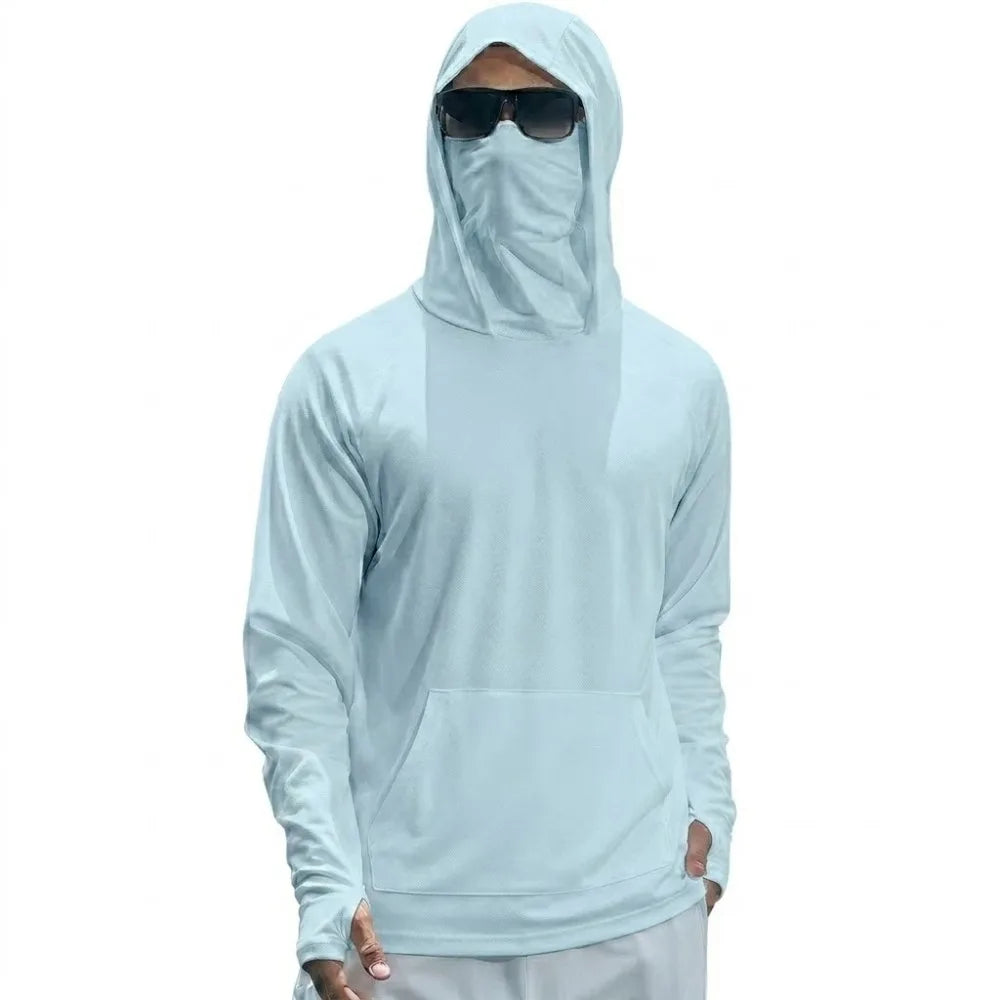 UPF50+ Performance T-Shirt Summer Man Long Sleeve Casual Hoodie Quick Dry Shirts Sunscreen Fishing Ice Silk Tops Sun Running Tee