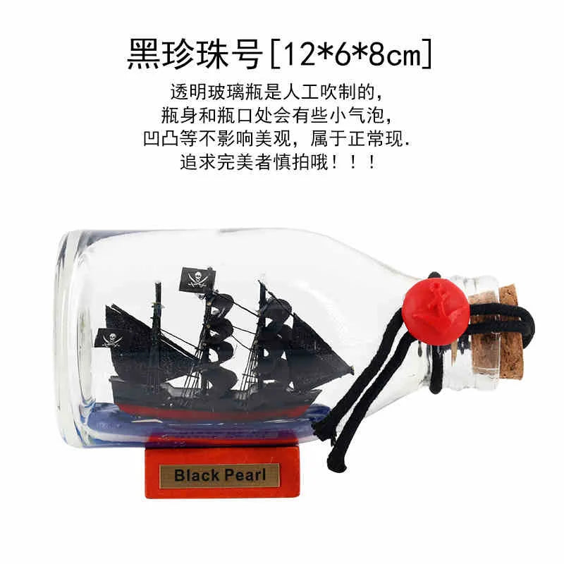 Black Pearl Pirates Of The Caribbean Boat Ship In The Bottle Boat In The Glass Drifting Bottle Creative Crafts Home Office Decor