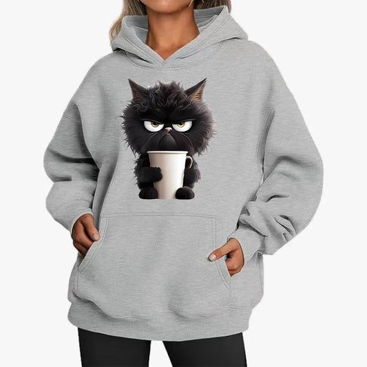 Funny Cat New Fashion Women's Hoodies Spring Autumn Winter Casual Hoodies Sweatshirts Tops Solid Color Hoodie Sweatshirt Female