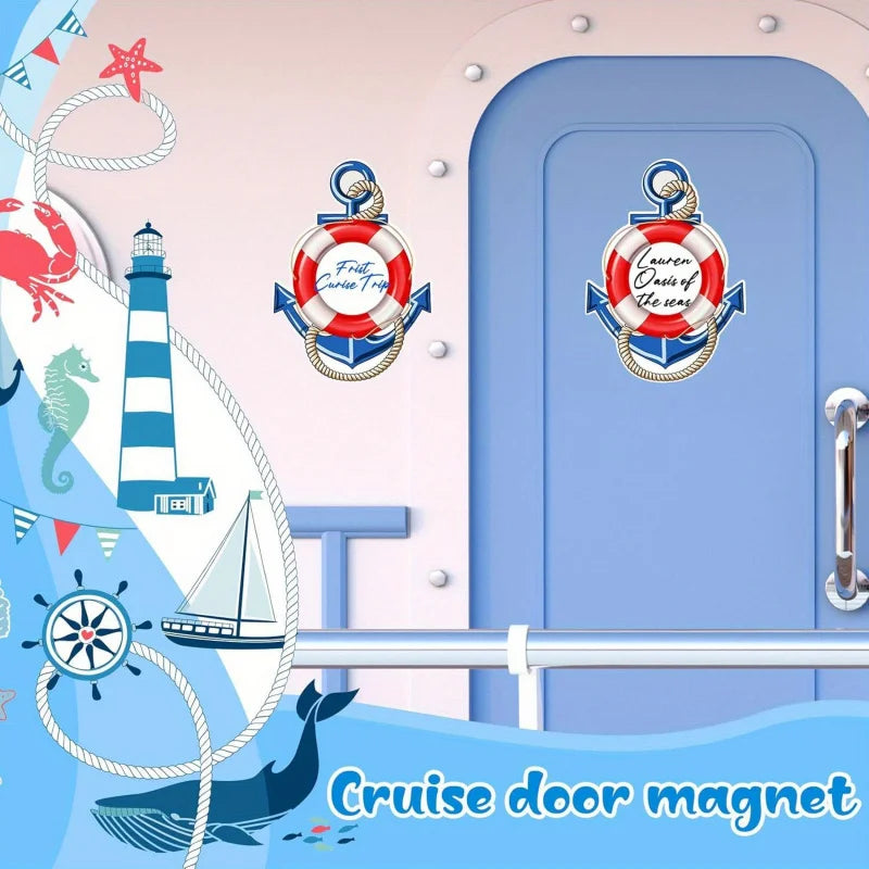 2Cruise Ship Door Magnet Anchor Car Magnet Anchor with Lifebuoy Magnetic Sticker，Attached3Paint Marker，Nautical Anchor Cruise Sh