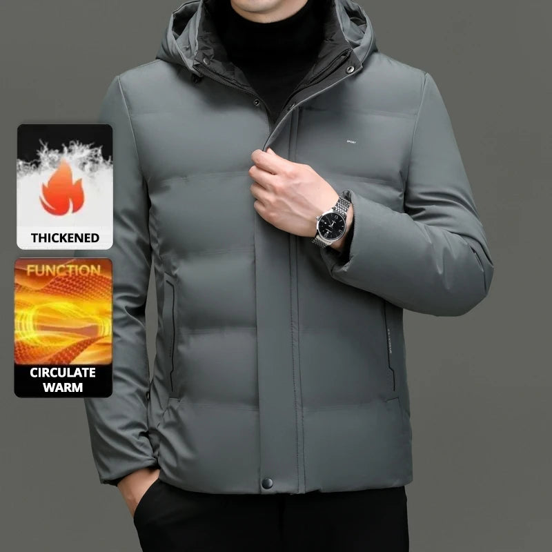 Top Grade Thicken Fashion Hooded Winter Warm Outerwear Designer Business Parka Coat Mens Newest Jacket Windbreaker