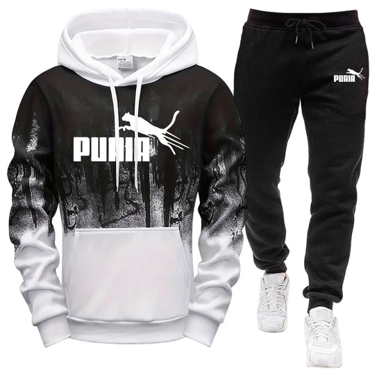 Hooded Sweatshirt and Sweatpants Outdoor Sports Jogger Suit Men's Set/Hoodie/Pants Autumn Winter Daily Casual Fashion Sportswear