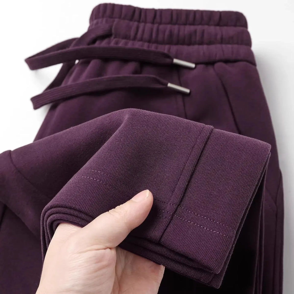 Slimming High Waist Wide Leg Pants Straight Cut Drapey Sporty Sweatpants Purple Plum Color Korean Style Commute Wind Ladies