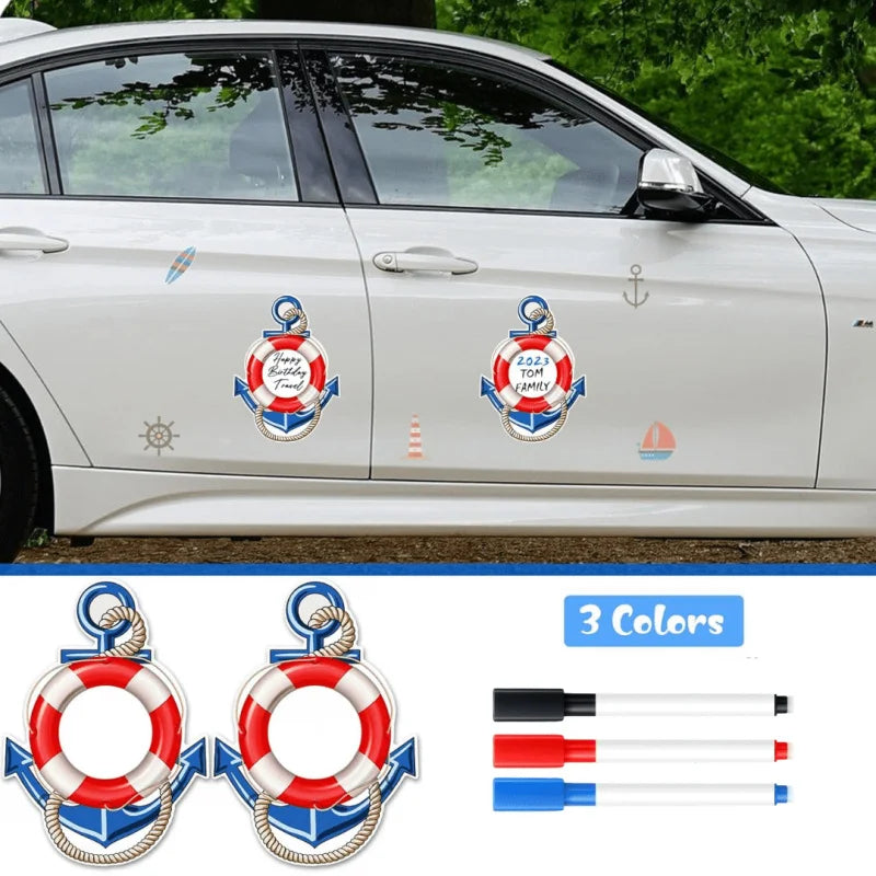 2Cruise Ship Door Magnet Anchor Car Magnet Anchor with Lifebuoy Magnetic Sticker，Attached3Paint Marker，Nautical Anchor Cruise Sh