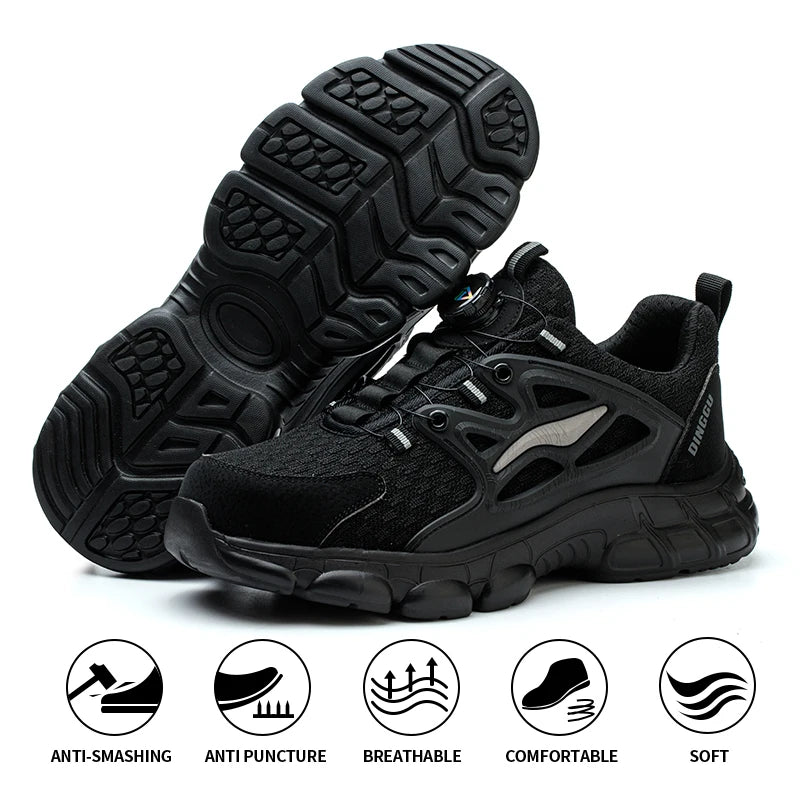 Steel Toe Safety Shoes Men Anti-puncture Work Shoes Breathable Industrial Construction Safety Boots Lightweight Breathable Safety Sneakers Mens Work Shoes Anti-slip Steel Toe Casual Safety Footwear