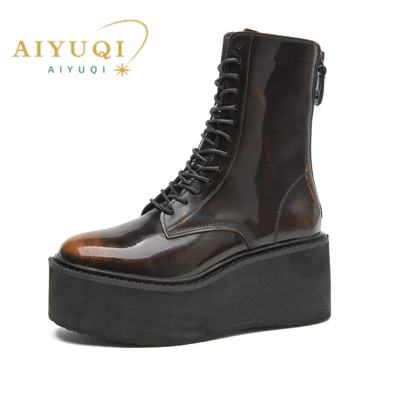 Women's Ankle Boots and Booties Non-slip Thick-soled Fall and Winter Women Boots Retro Height Enhancer Female Motorcycle Boots