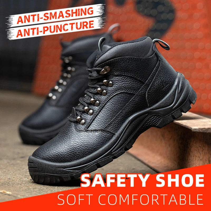 Work Safety Boots for Construction Site, High-top Labor Protection Shoes Men, Anti-smash Anti-puncture Industrial Work Shoes, Lightweight Safety Work Footwear with Steel Toe, Non-slip Wear Resistant Outsole, Comfortable Const
