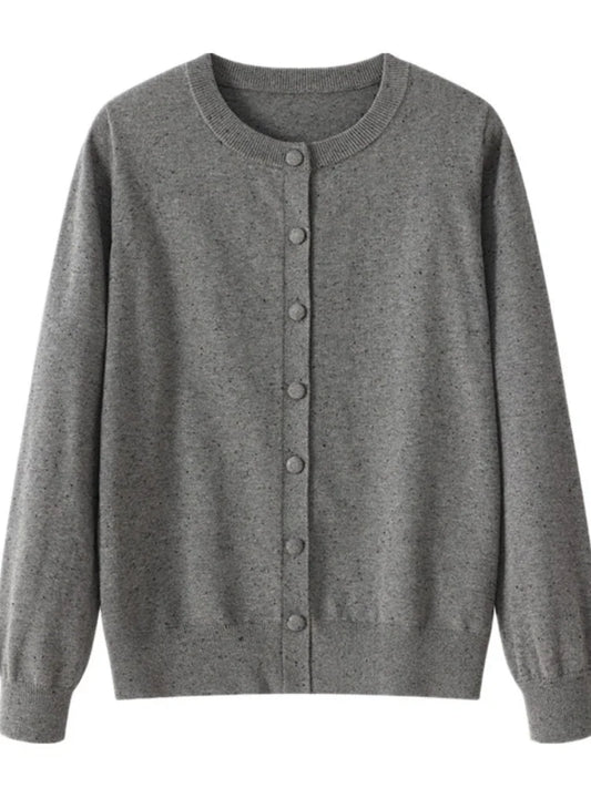 2026 Autumn Winter Long Sleeve Confetti‑Speckled Sweater Women Sweater O Neck Knit Cardigan Single‑Breasted Outerwear Top