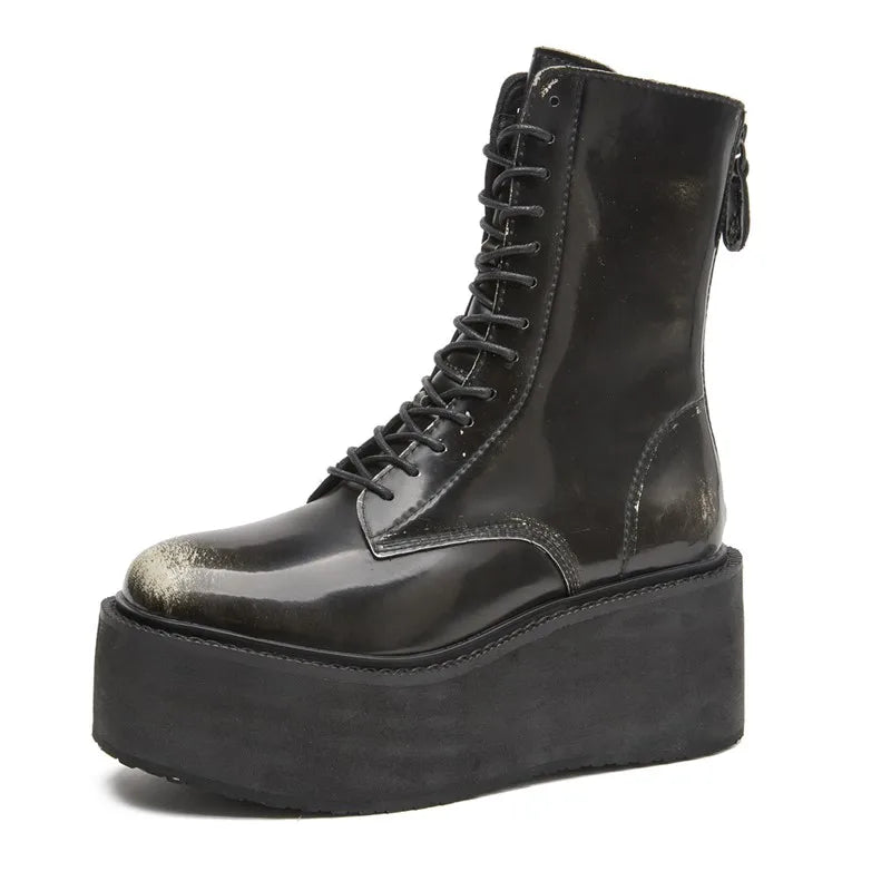 Women's Ankle Boots and Booties Non-slip Thick-soled Fall and Winter Women Boots Retro Height Enhancer Female Motorcycle Boots