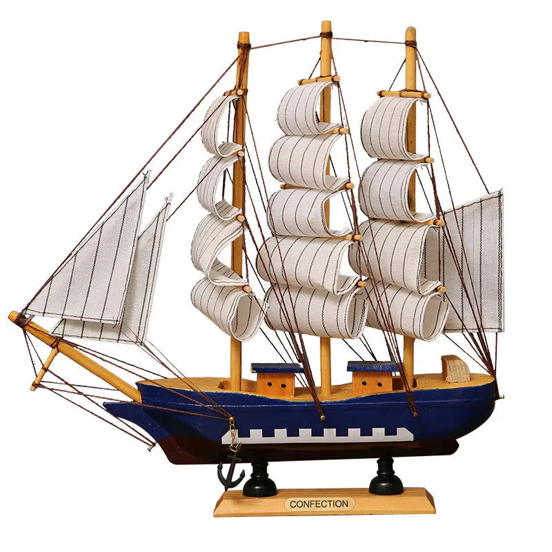 New Sailboat Ornament Smooth Sailing Simulation Small Wooden Boat Home Wine Cabinet Living Room Desktop Window Decoration Gift