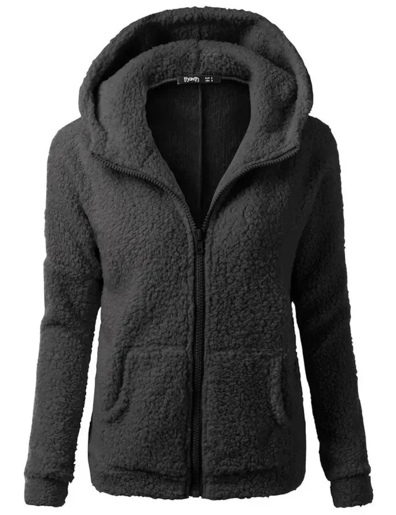 Autumn Winter Warm Jacket Women Hoodie Hooded 2025 Casual Female Hoodies Sweatershirt Zipper Coat Solid Soft Fleece Women Coat