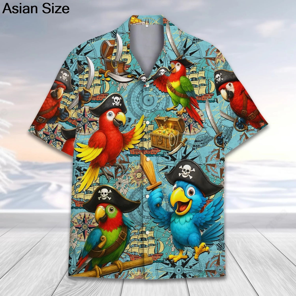 Funny Pirate Rubber Duck Parrot Hawaiian Shirt For Unisex Clothing Cute Nautical Shirts Anchor & Wheel Sailor Graphic Blouses