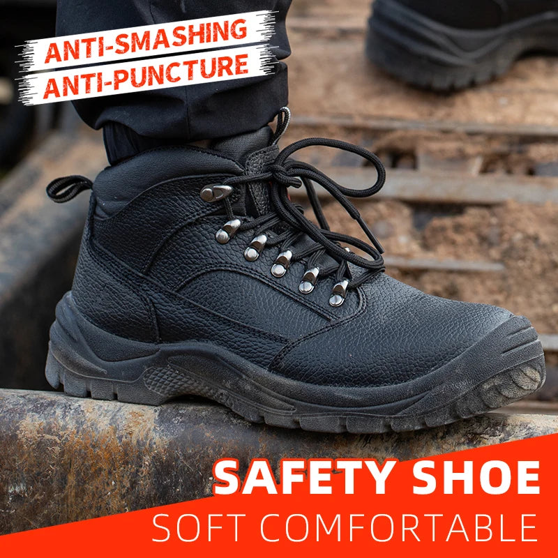 Work Safety Boots for Construction Site, High-top Labor Protection Shoes Men, Anti-smash Anti-puncture Industrial Work Shoes, Lightweight Safety Work Footwear with Steel Toe, Non-slip Wear Resistant Outsole, Comfortable Const