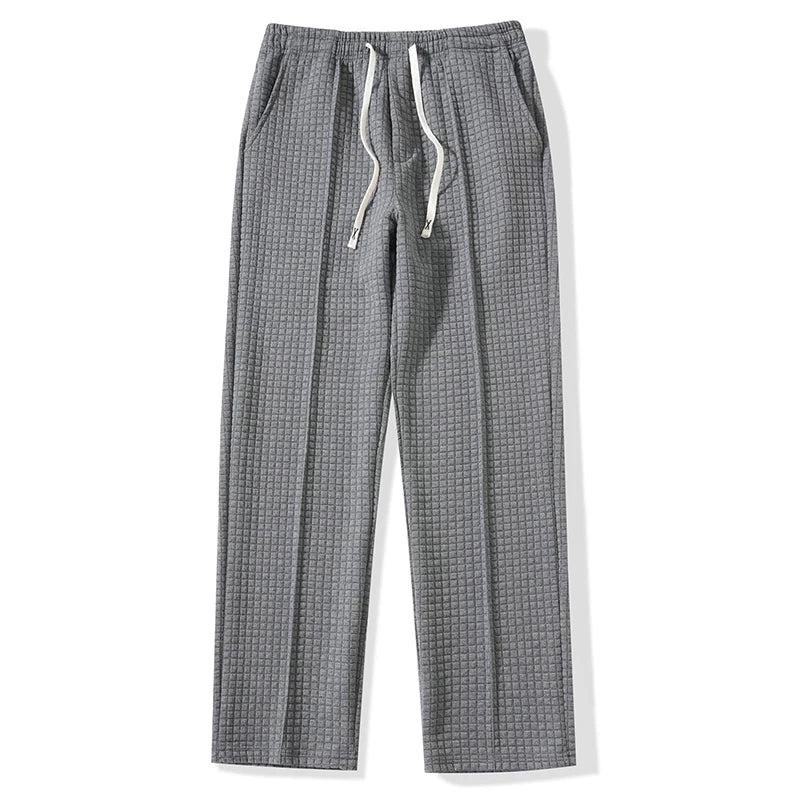 Men Knit Wide Leg Pants Elastic Drawstring Waist Loose Fit Straight Trousers Daily Casual Outdoor Home Vacation Sweatpants