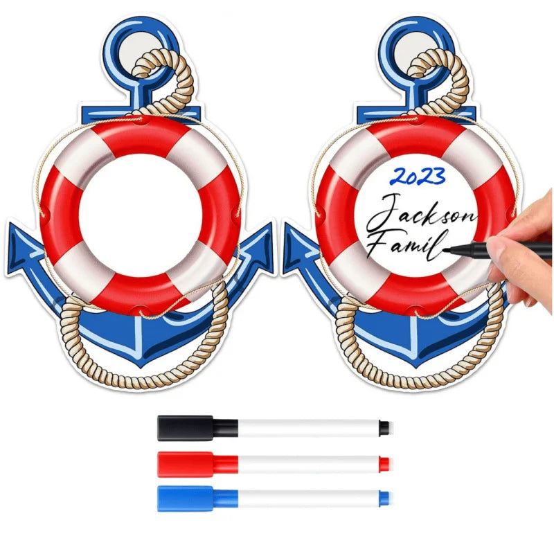 2Cruise Ship Door Magnet Anchor Car Magnet Anchor with Lifebuoy Magnetic Sticker，Attached3Paint Marker，Nautical Anchor Cruise Sh