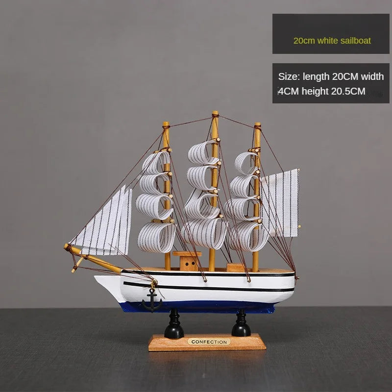 New Sailboat Ornament Smooth Sailing Simulation Small Wooden Boat Home Wine Cabinet Living Room Desktop Window Decoration Gift