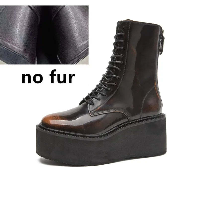 Women's Ankle Boots and Booties Non-slip Thick-soled Fall and Winter Women Boots Retro Height Enhancer Female Motorcycle Boots