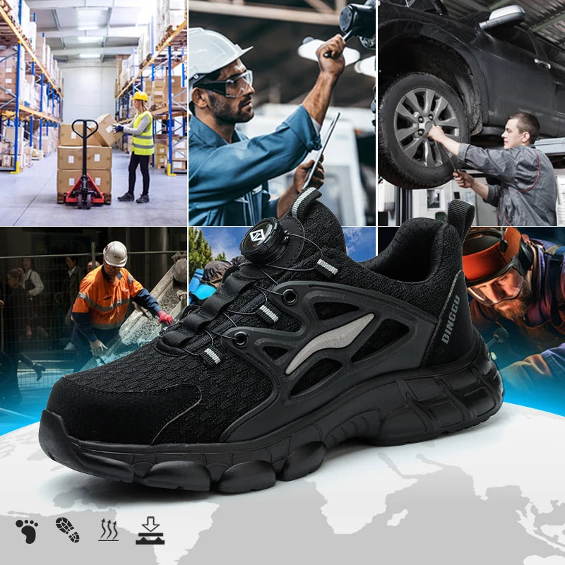 Steel Toe Safety Shoes Men Anti-puncture Work Shoes Breathable Industrial Construction Safety Boots Lightweight Breathable Safety Sneakers Mens Work Shoes Anti-slip Steel Toe Casual Safety Footwear