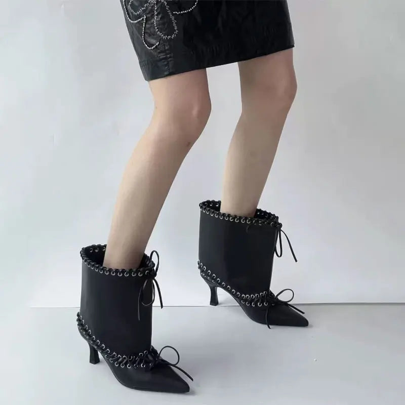 6.5 cm Heel Short Boots Fashion Versatile Cool Women Boots Women Shoes  Ladies Shoes Botas De Mujer Pointed Fashionable Buckle