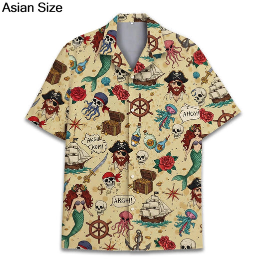 Funny Pirate Rubber Duck Parrot Hawaiian Shirt For Unisex Clothing Cute Nautical Shirts Anchor & Wheel Sailor Graphic Blouses
