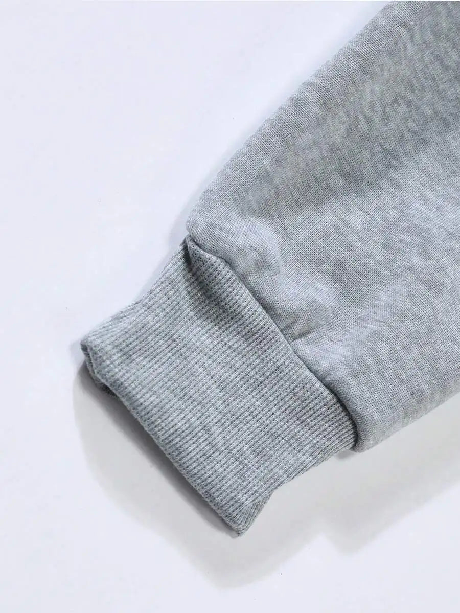 2026 Fashion New Arrival Letter Graphic Kangaroo Pocket Drawstring Hoodie Long Sleeve Casual Tops Basic Top T Shirt
