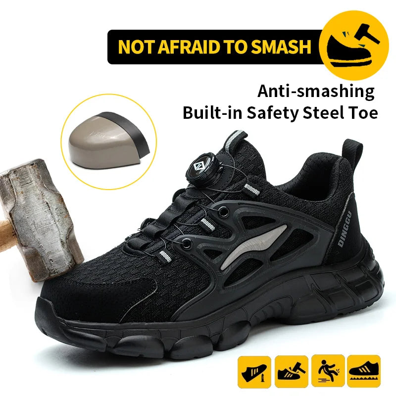 Steel Toe Safety Shoes Men Anti-puncture Work Shoes Breathable Industrial Construction Safety Boots Lightweight Breathable Safety Sneakers Mens Work Shoes Anti-slip Steel Toe Casual Safety Footwear