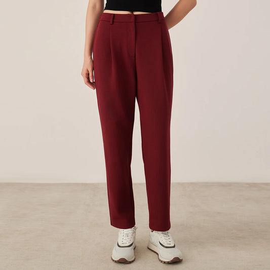 KW7523331 Women's Casual Straight Leg Pants Blended Fabric Elastic Waist Relaxed Fit Trousers with Pockets