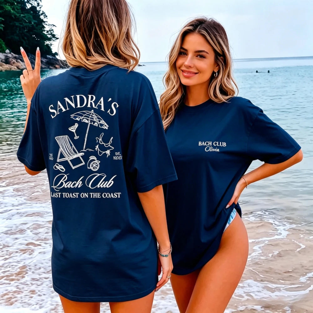 Custom Bach Club Beach Bachelorette Shirt Last Toast on The Coast Personalized Bride Party Coastal Bridal Gift Nautical Wedding