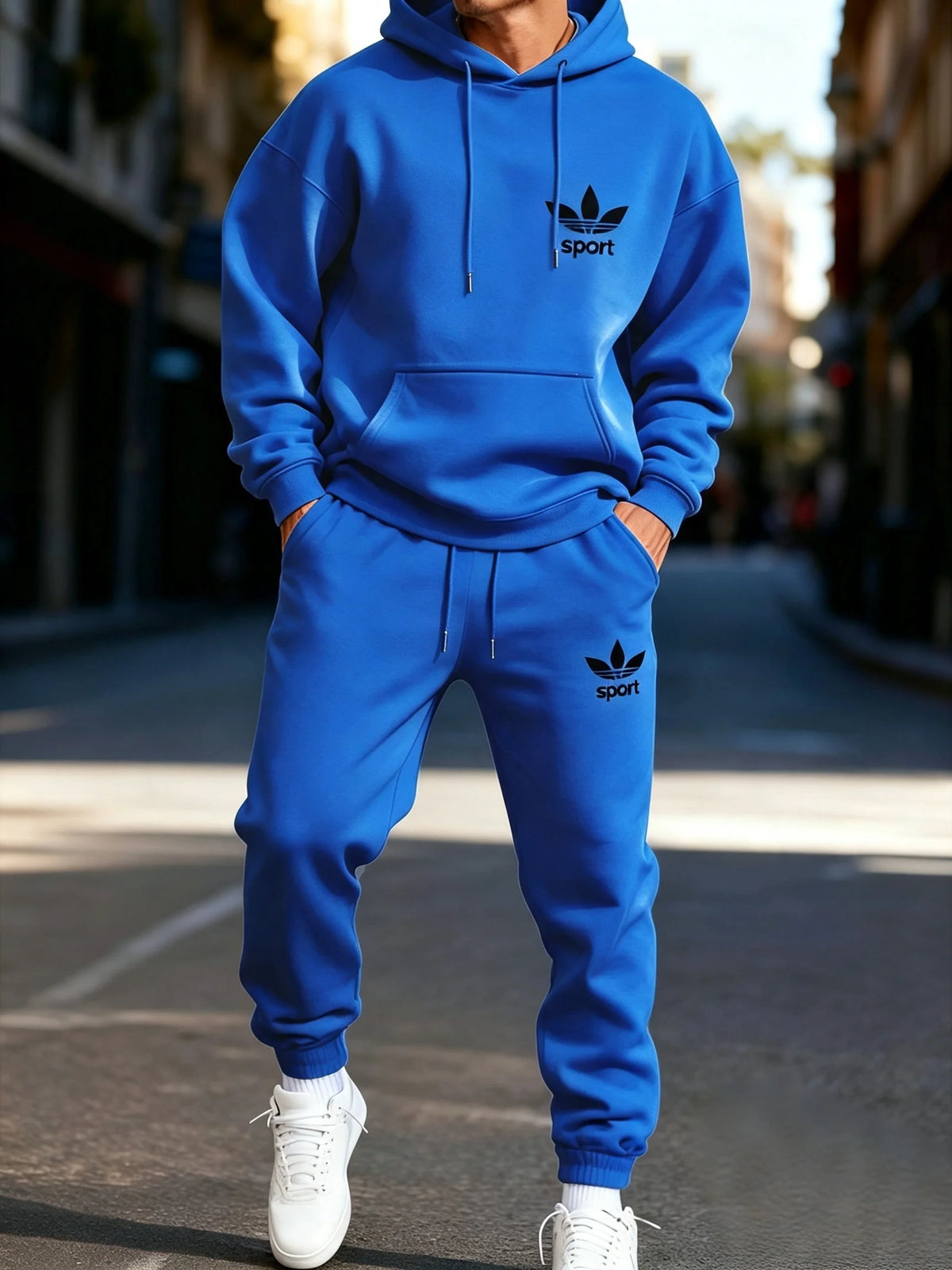 Unisex Men Women Printed Hooded Sweatshirt Sweatpants 2 Piece Set Autumn Winter Casual Jogger Fitness Sports Tracksuit Outfits