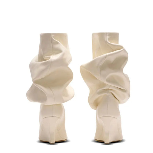 2025 Women's Wedge Heel 7.5 Cm High Heels Mid-calf Cool Boots Slant Heel Fashion Show Large Size Spring/Summer Women's Boots