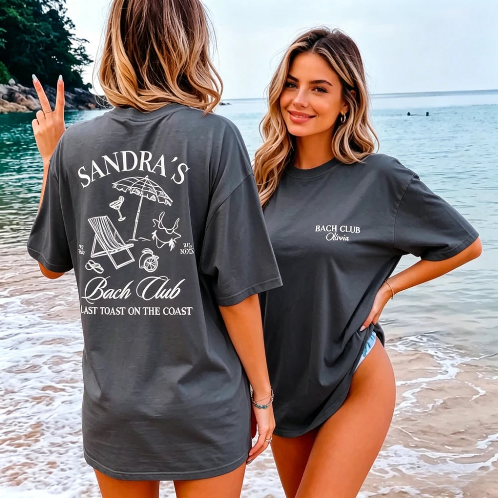 Custom Bach Club Beach Bachelorette Shirt Last Toast on The Coast Personalized Bride Party Coastal Bridal Gift Nautical Wedding