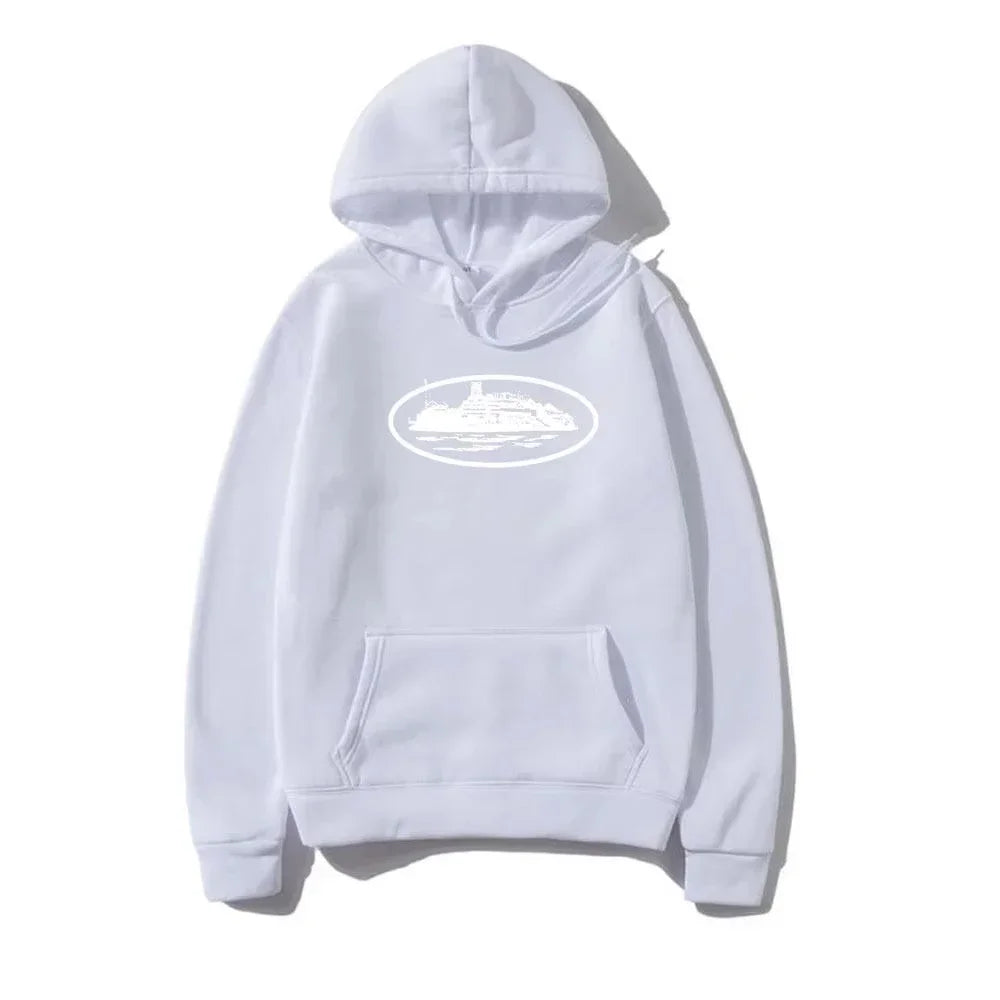 Yacht Graphic Black Hoodie Men Women  Nautical Style Casual Hooded Sweatshirt  Sailing Enthusiast Fashion Streetwear Top