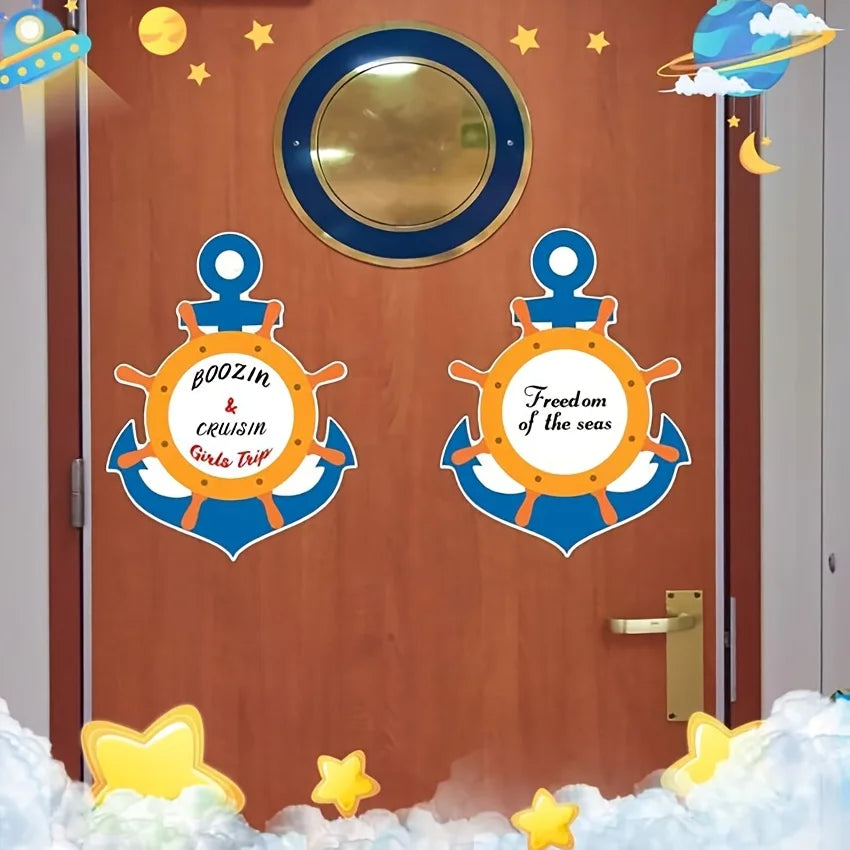 5-Piece Cruise Door Magnetic Decoration Set - with 3 Brushes (Nautical Theme, Suitable for Carnival Cruise Ships)