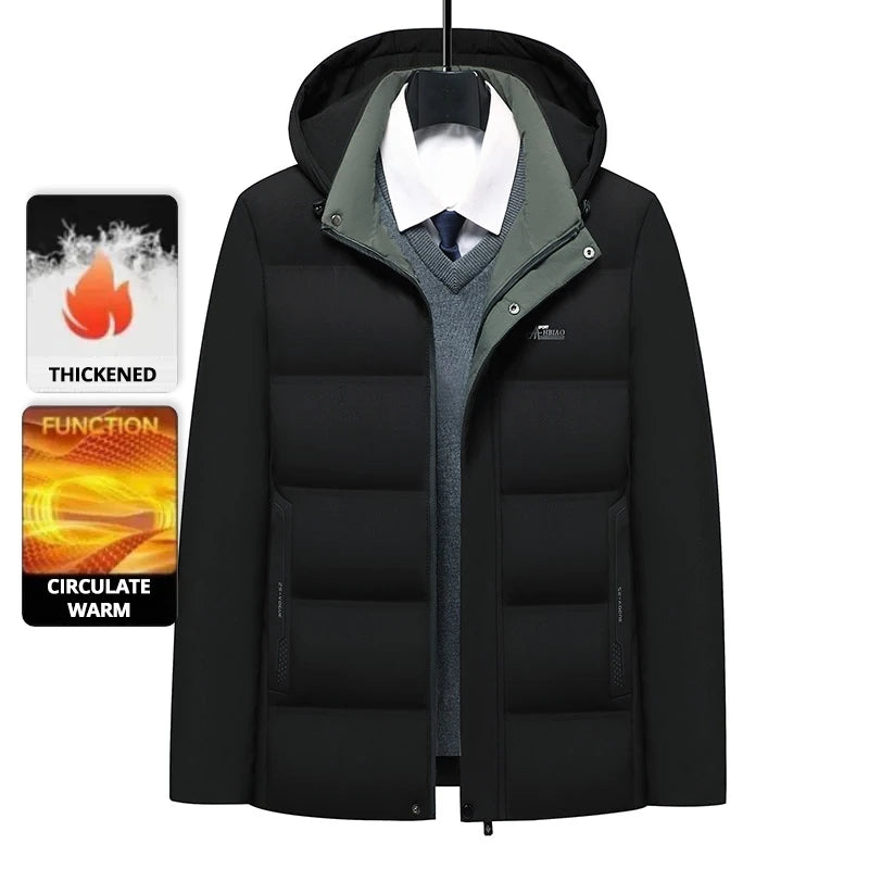 Top Grade Thicken Fashion Hooded Winter Warm Outerwear Designer Business Parka Coat Mens Newest Jacket Windbreaker