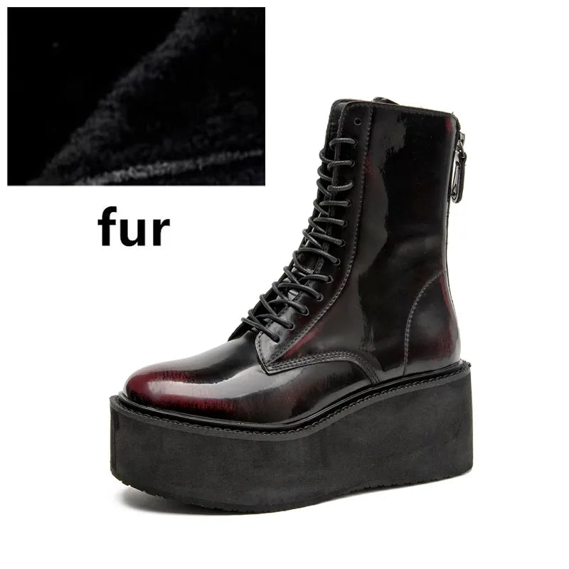 Women's Ankle Boots and Booties Non-slip Thick-soled Fall and Winter Women Boots Retro Height Enhancer Female Motorcycle Boots