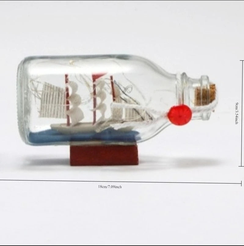 Mediterranean Style Pirate Ship Sailing Bottles of Small Glass Wishing Bottle Cork Gifts Crafts Art Collection Living Room Decor