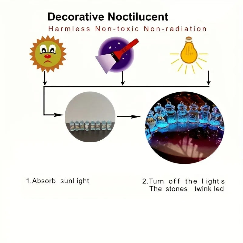 3/8pcs Mini Luminous Ocean Theme Bottle Figurines, Resin Sea Life Collectible Charms, Versatile Indoor Decorative Accents, Pre-L