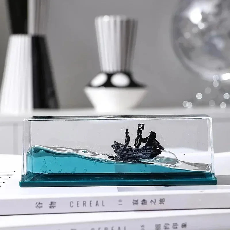 Black Pearl Boat Unbreakable Ship Fluid Liquid Bottle Ship Floating Indestructible Titanic Barcos Decoration Room Accessories