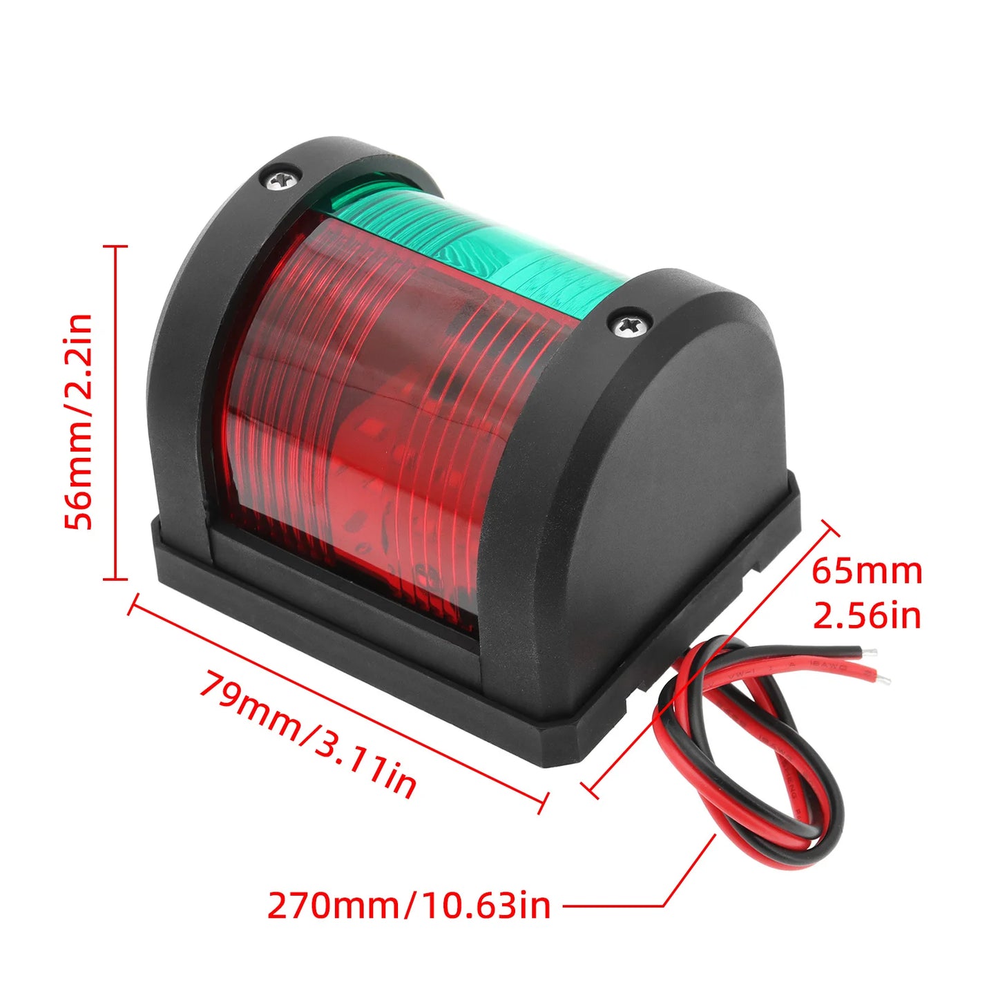 Bi-Color Marine Navigation Sailing Signal Light 12V LED Red & Green Bow Navigation Signal Lamp Waterproof For Boat Yacht Marine