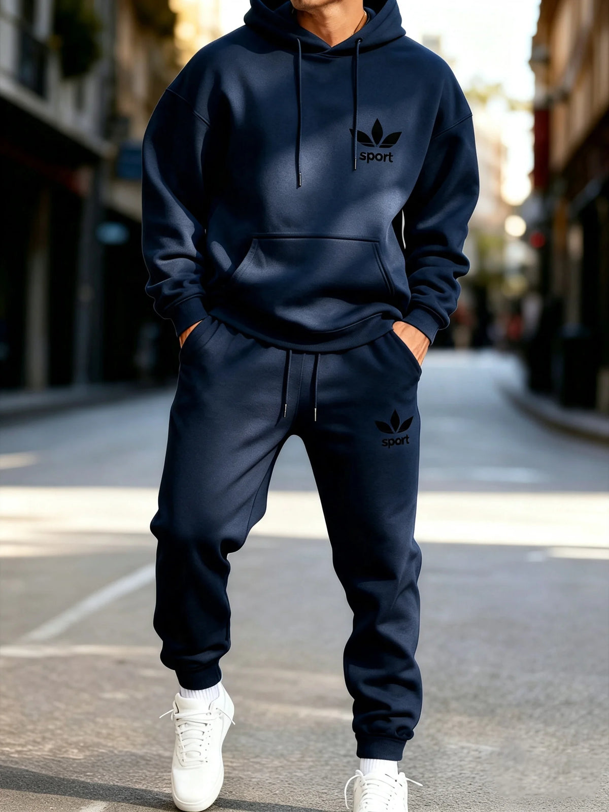 Unisex Men Women Printed Hooded Sweatshirt Sweatpants 2 Piece Set Autumn Winter Casual Jogger Fitness Sports Tracksuit Outfits