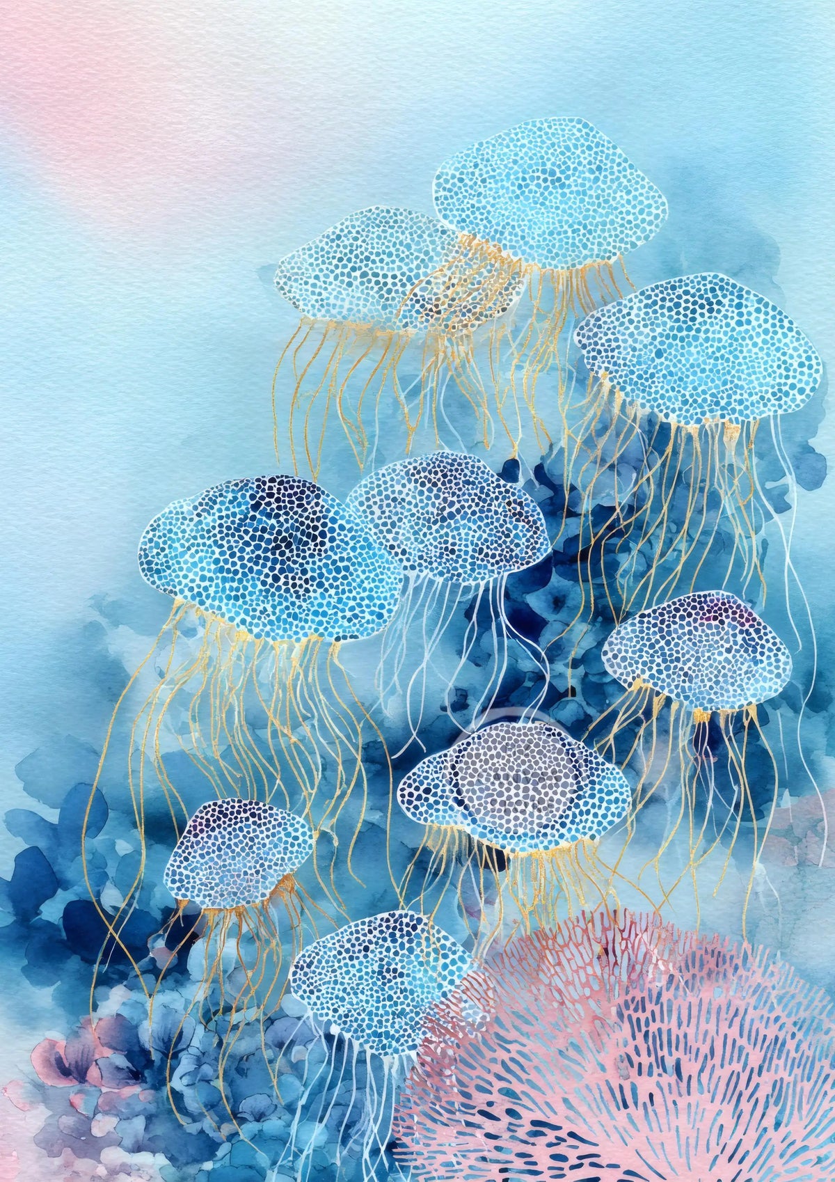 Whale Lobster Jellyfish Triptych Wall Art Watercolor Prints Ocean Nursery Coastal Nautical Mediterranean Sea Life Abstract De